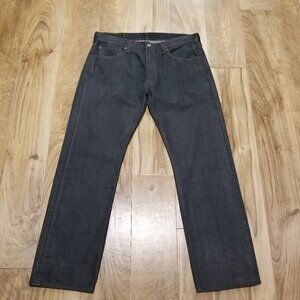 Levis Mens 501 Button Fly Jeans 34 Rare Coated Denim Straight Leg (35x29)